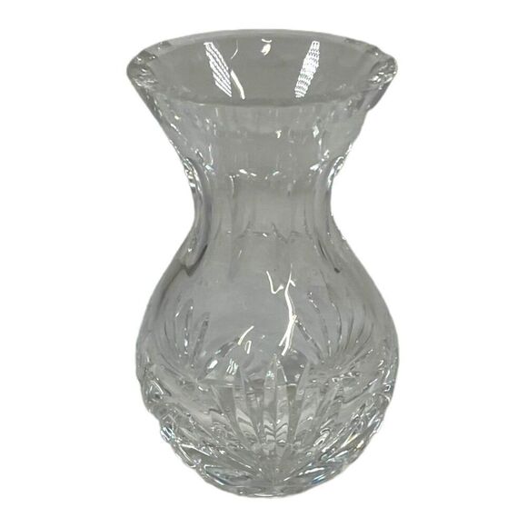 Royal Brierly England 4" Mini Vintage Hand-Cut Crystal Bud Vase Floral Design - Picture 1 of 8